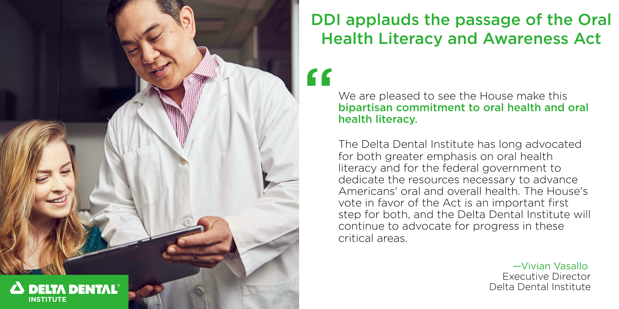 Passage of Oral Health Literacy Act Delta Dental Institute